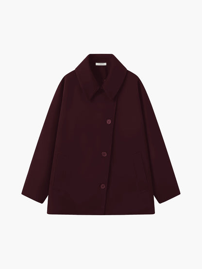 Effen oversized jas met zakken en knopen