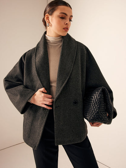 Tweedmantel mit aufgesetzten Taschen und lockerer Passform