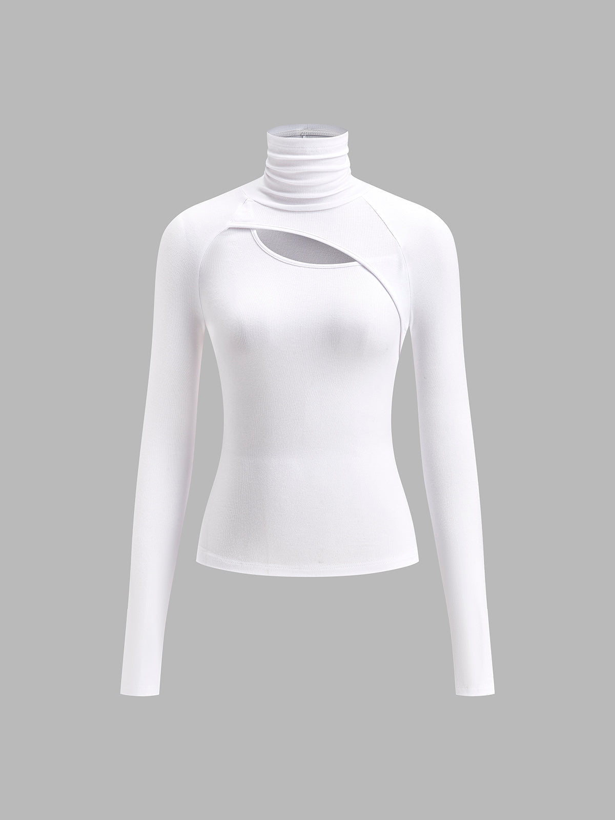 Asymmetrisches, figurbetontes Langarm-Top mit Cut-out und Rollkragen