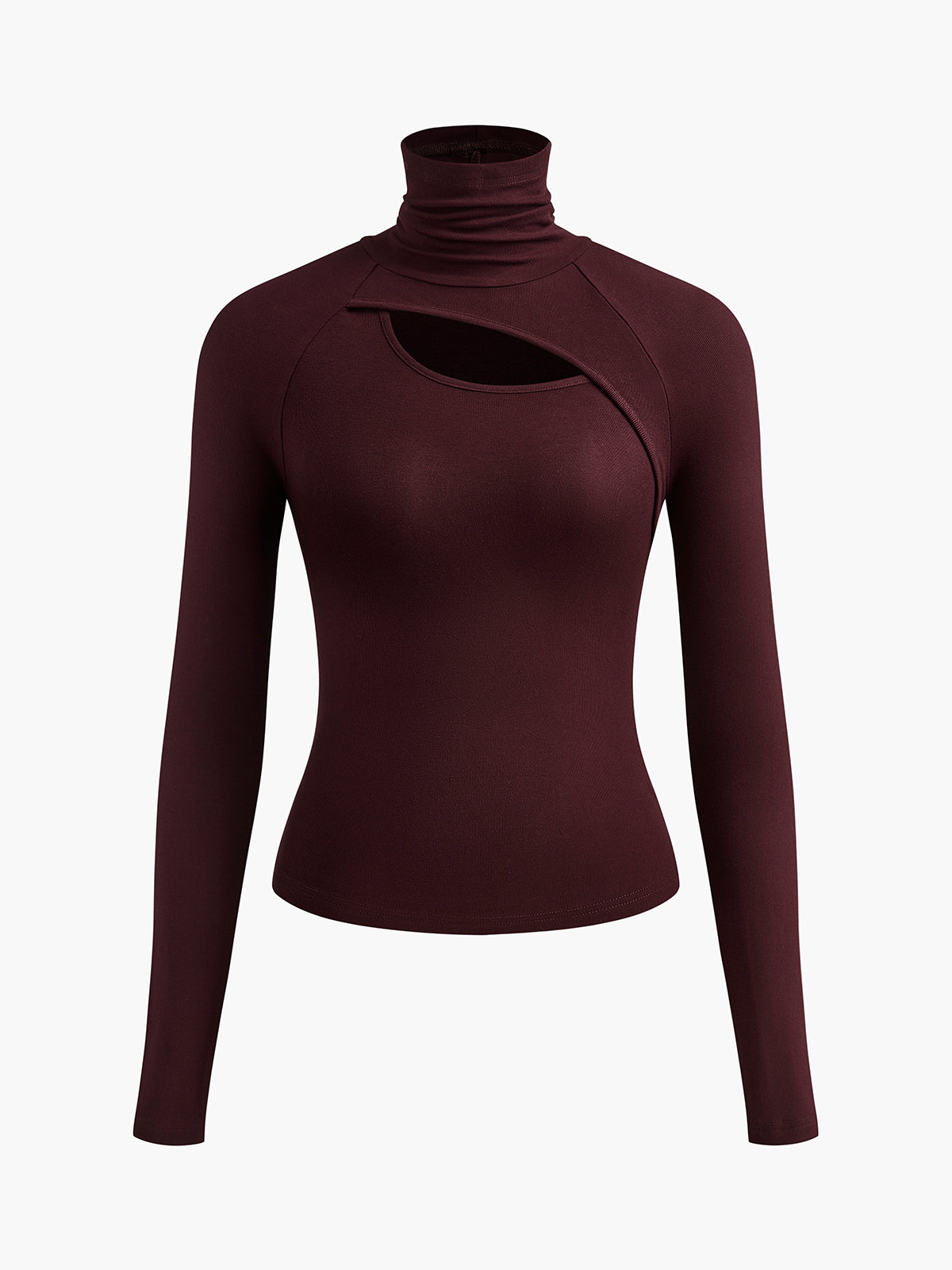 Asymmetrisches, figurbetontes Langarm-Top mit Cut-out und Rollkragen