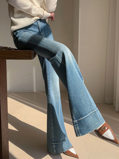 Gewaschene Schlank geschnittene Draped-Denim-Hose