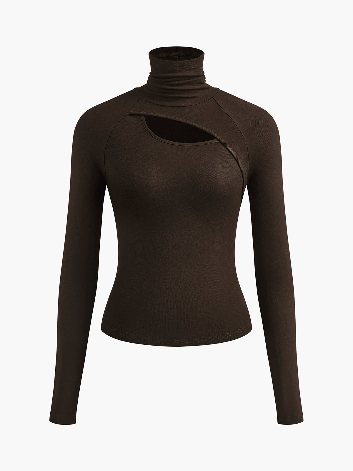 Asymmetrisches, figurbetontes Langarm-Top mit Cut-out und Rollkragen