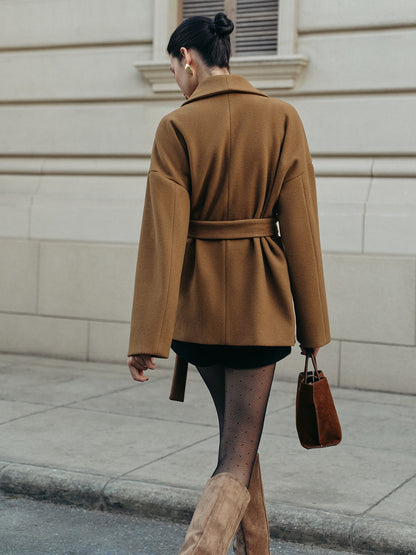 Tweedmantel mit Gürtel im Utility-Stil