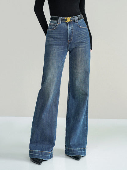 Mittelhohe Bootcut-Denim-Jeans ohne Gürtel