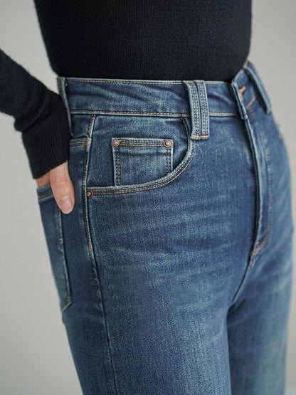Mittelhohe Bootcut-Denim-Jeans ohne Gürtel