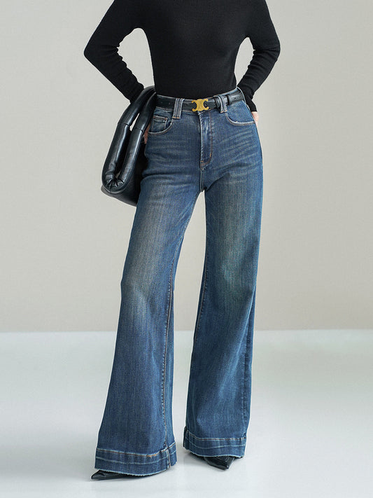 Mittelhohe Bootcut-Denim-Jeans ohne Gürtel