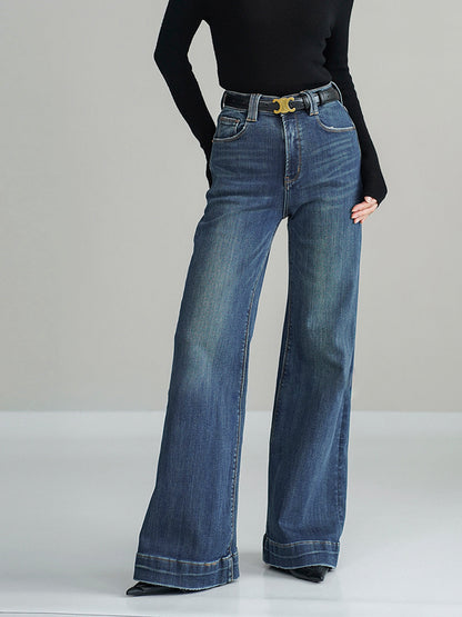 Mittelhohe Bootcut-Denim-Jeans ohne Gürtel