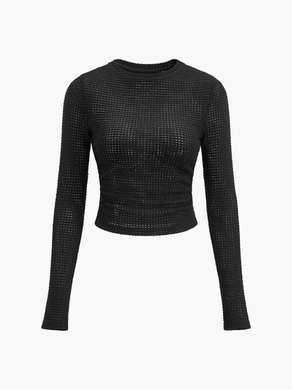 Eenvoudige slimfit trui van wafelbreisel