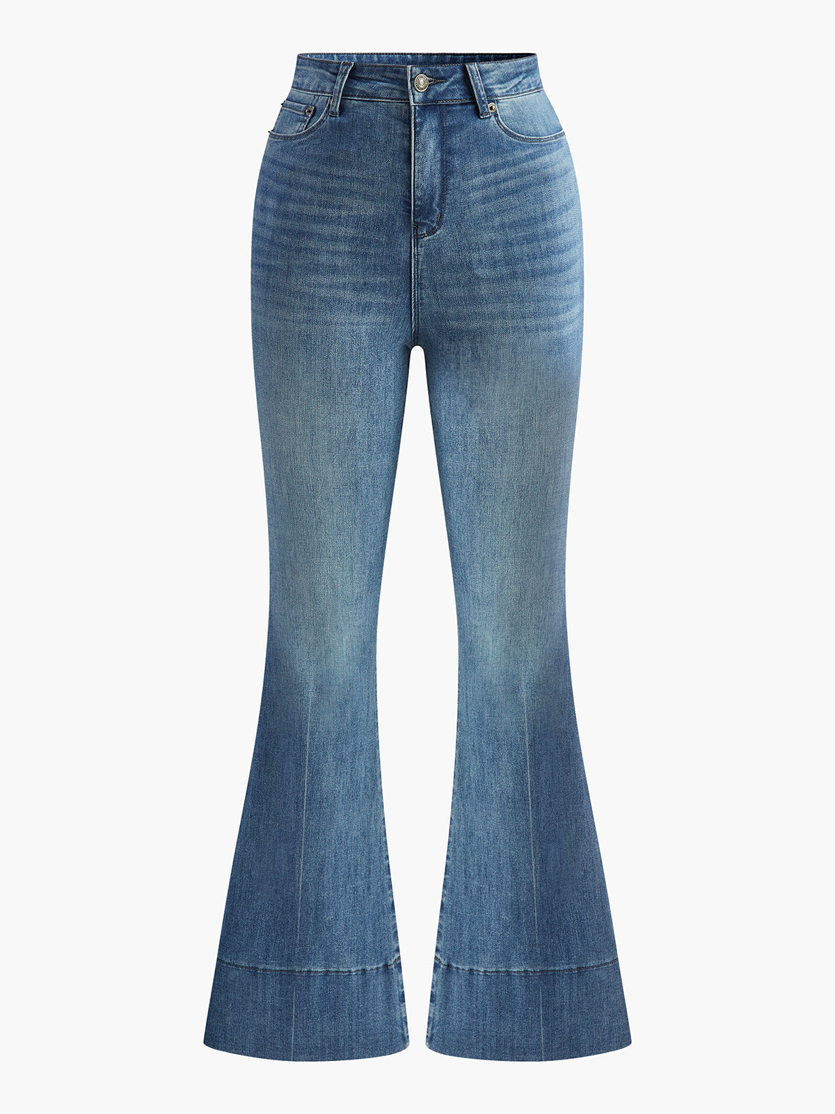 Gewaschene Schlank geschnittene Draped-Denim-Hose