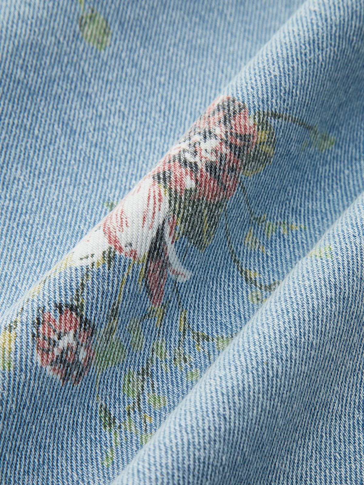 Denimbroek met bloemenprint en middelhoge taille
