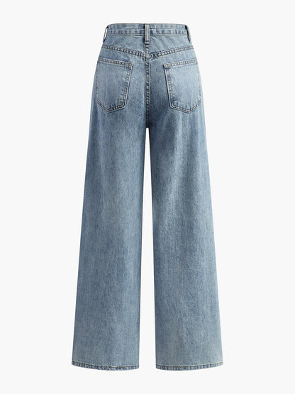 Asymmetrische Taillenweite Wide-Leg-Jeans