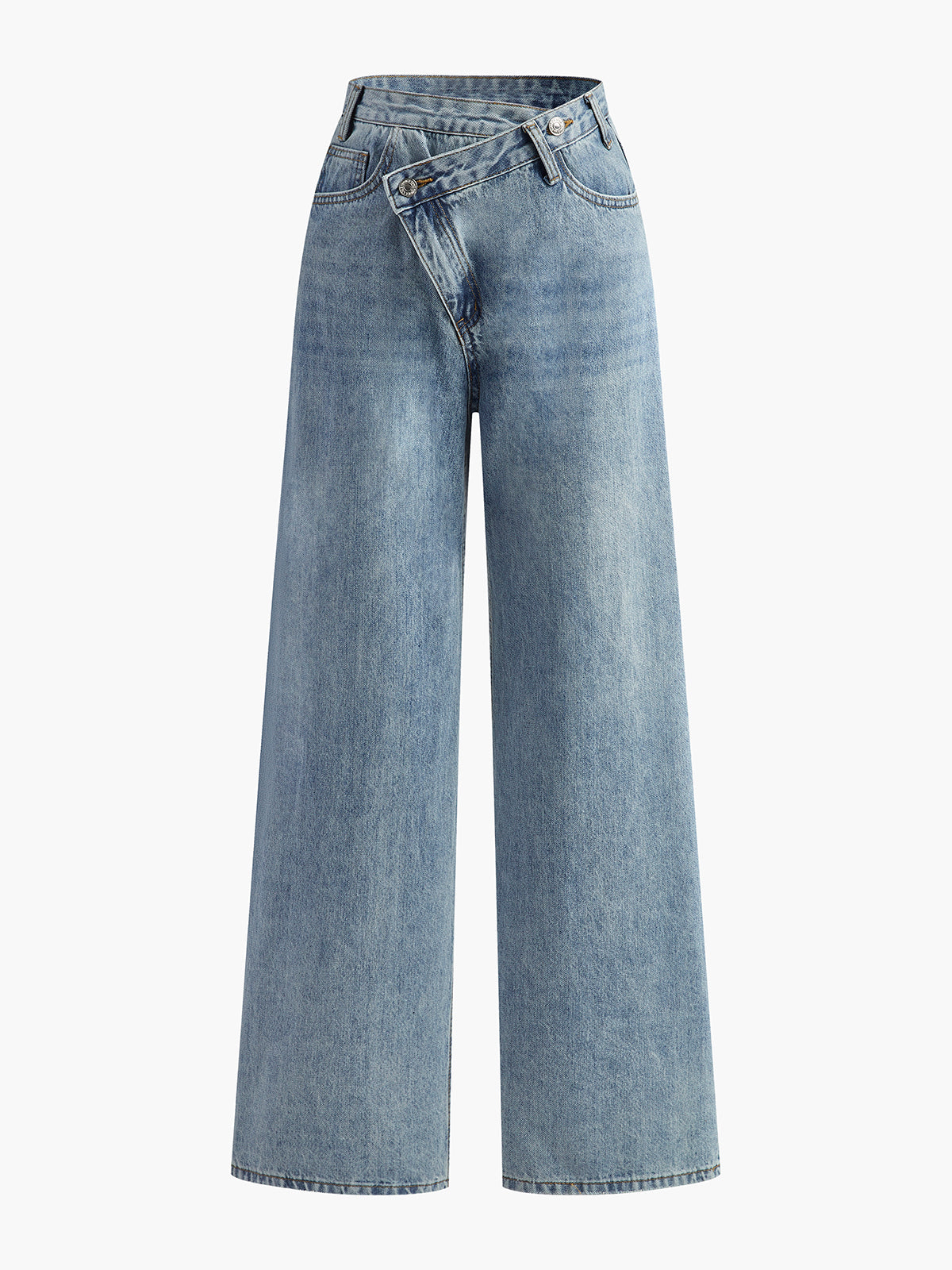 Asymmetrische Taillenweite Wide-Leg-Jeans
