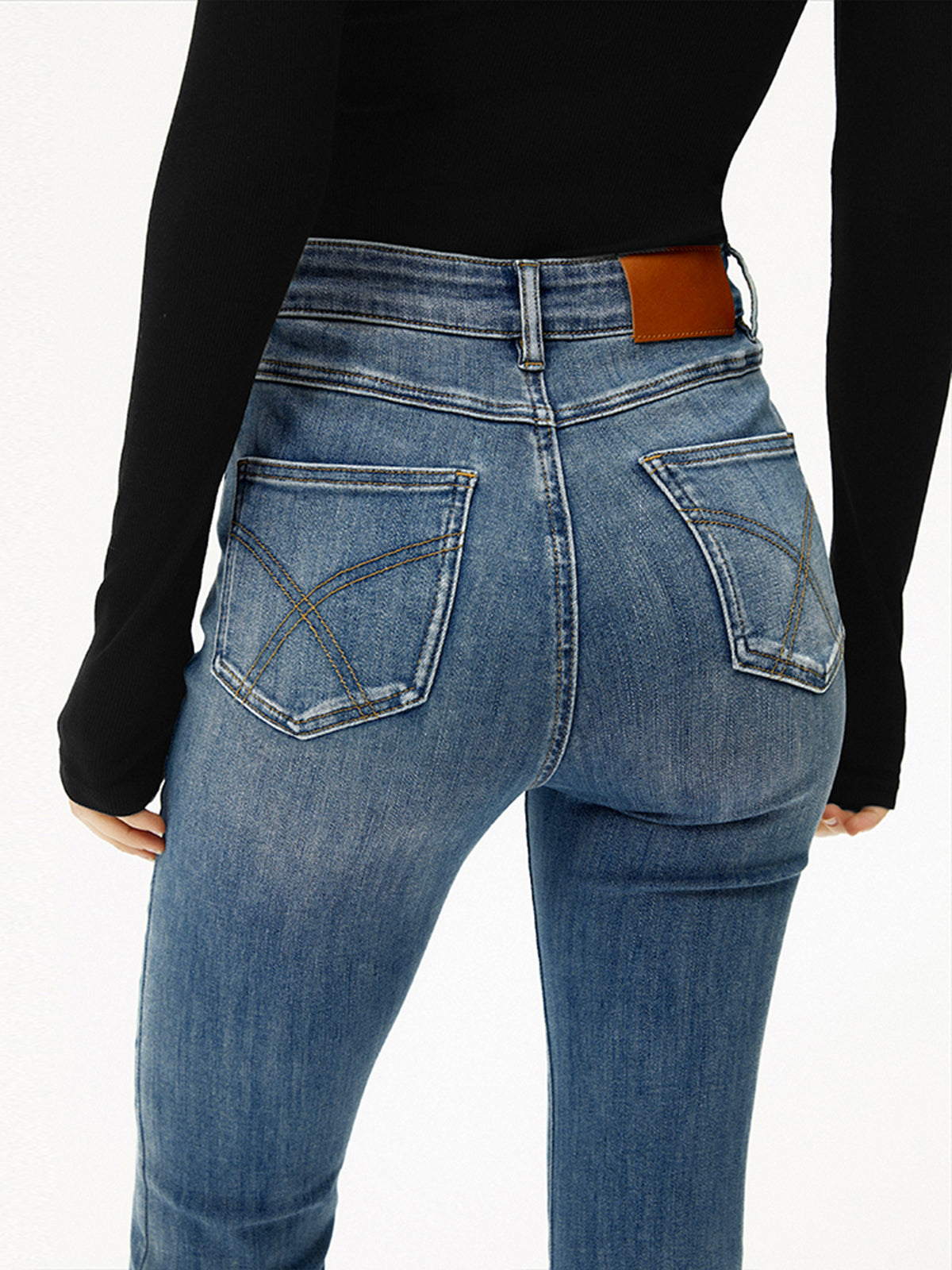 High-Waist Denim-Bootcut-Jeans