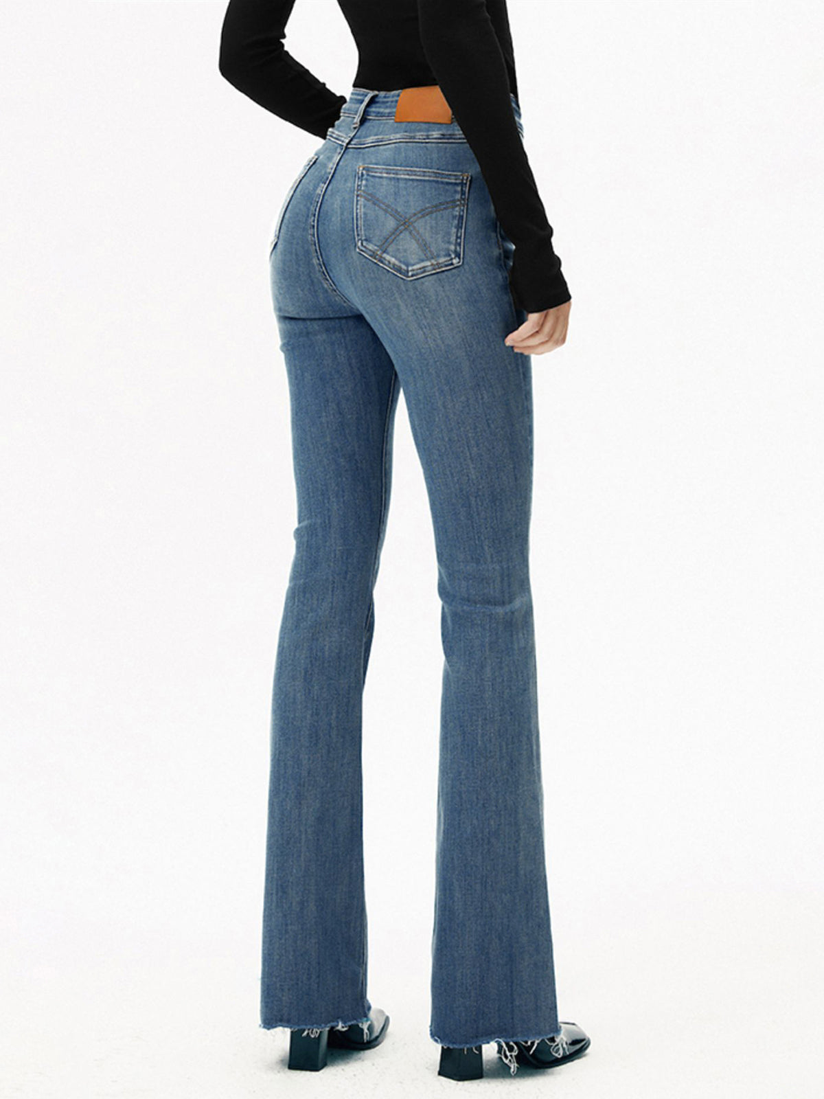 High-Waist Denim-Bootcut-Jeans