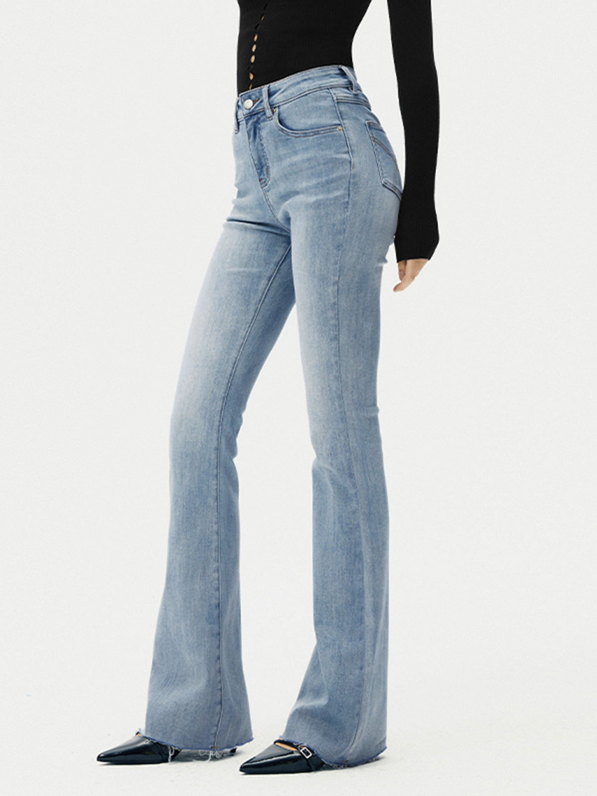 High-Waist Denim-Bootcut-Jeans