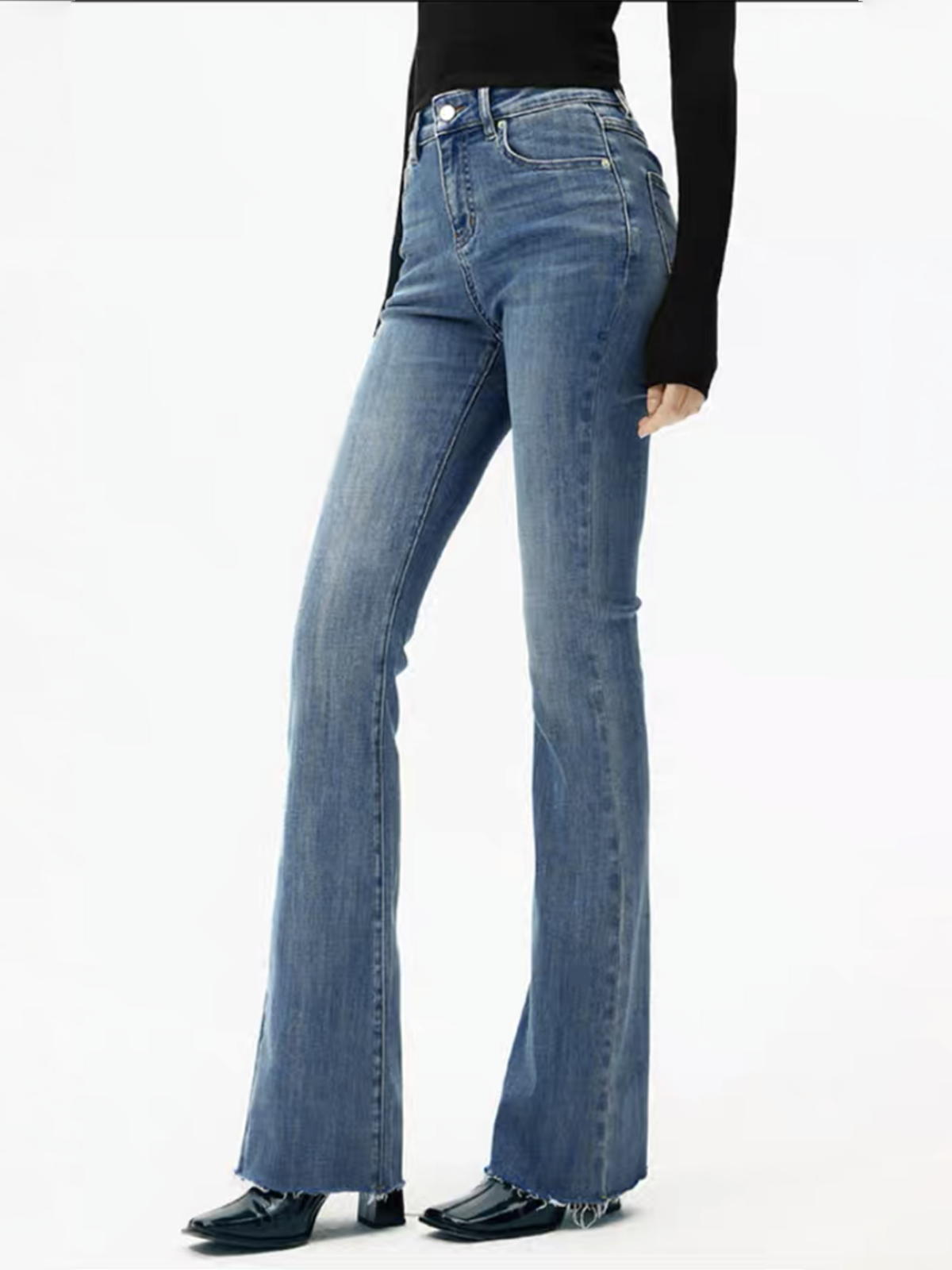 High-Waist Denim-Bootcut-Jeans
