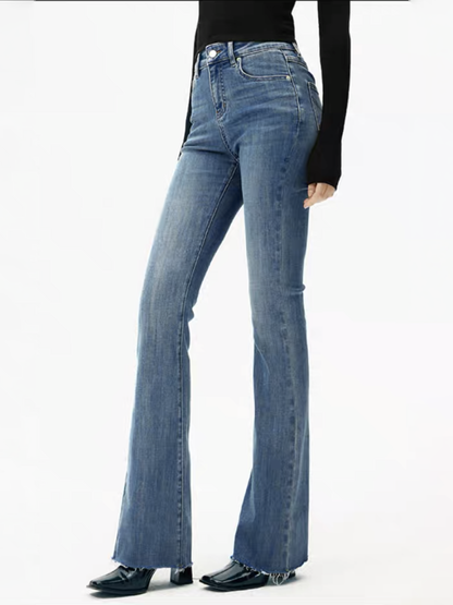High-Waist Denim-Bootcut-Jeans