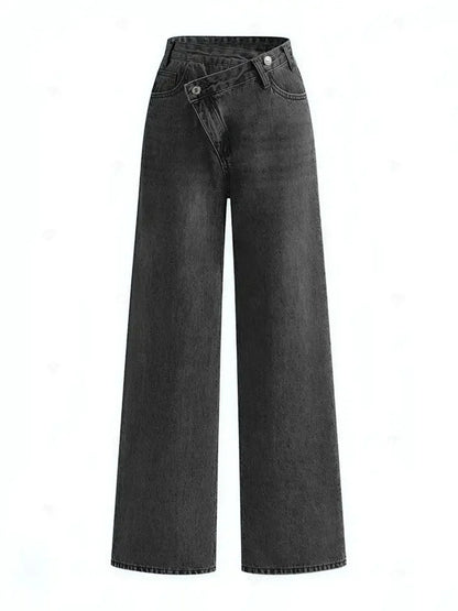 Asymmetrische Taillenweite Wide-Leg-Jeans