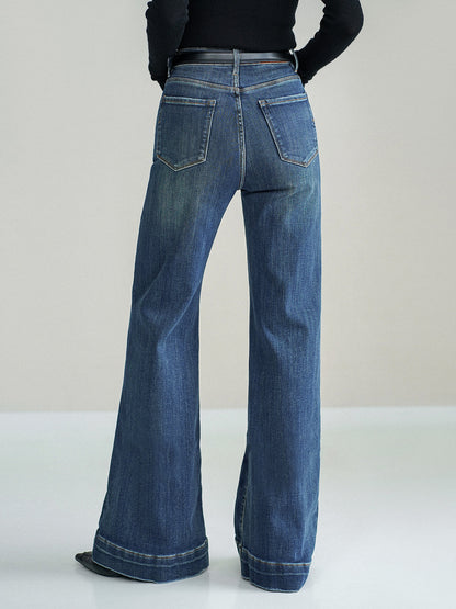 Mittelhohe Bootcut-Denim-Jeans ohne Gürtel