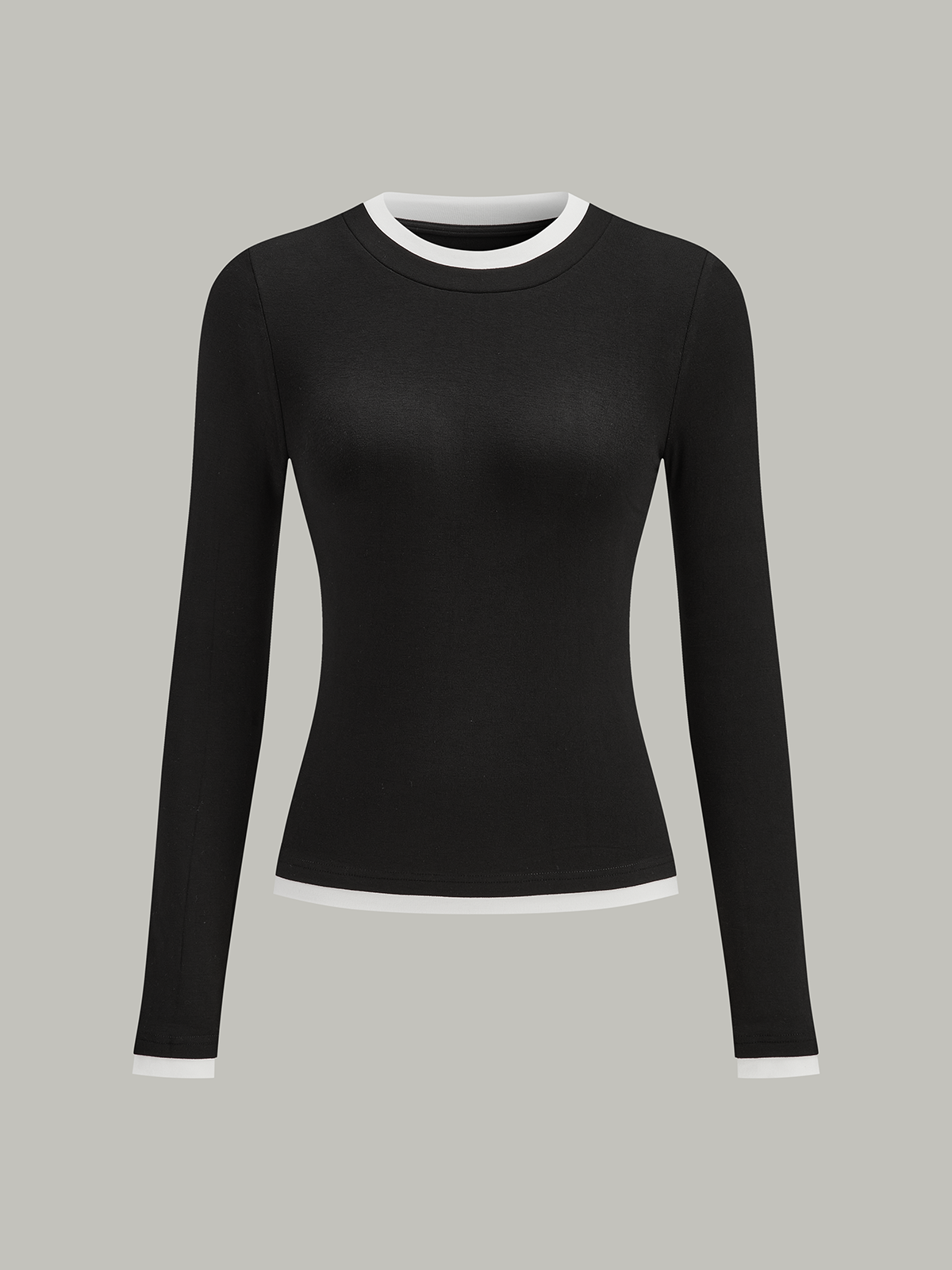 T-shirt met lange mouwen en contrasterende biezen