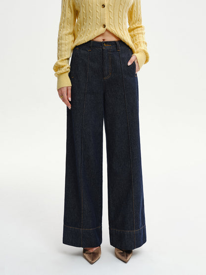 High-Waist Denim-Jeans mit weitem Bein