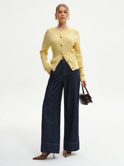 High-Waist Denim-Jeans mit weitem Bein