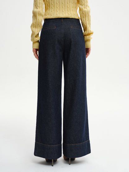 High-Waist Denim-Jeans mit weitem Bein