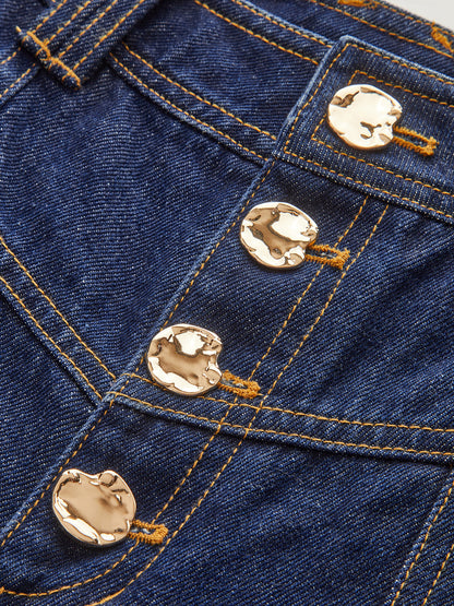 Mid-rise wide-leg jeans with a button fly