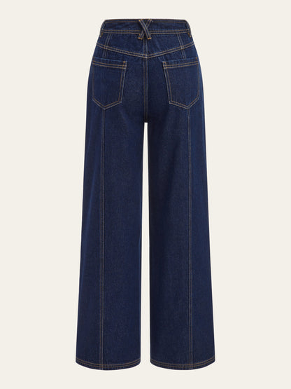 Mid-rise wide-leg jeans with a button fly