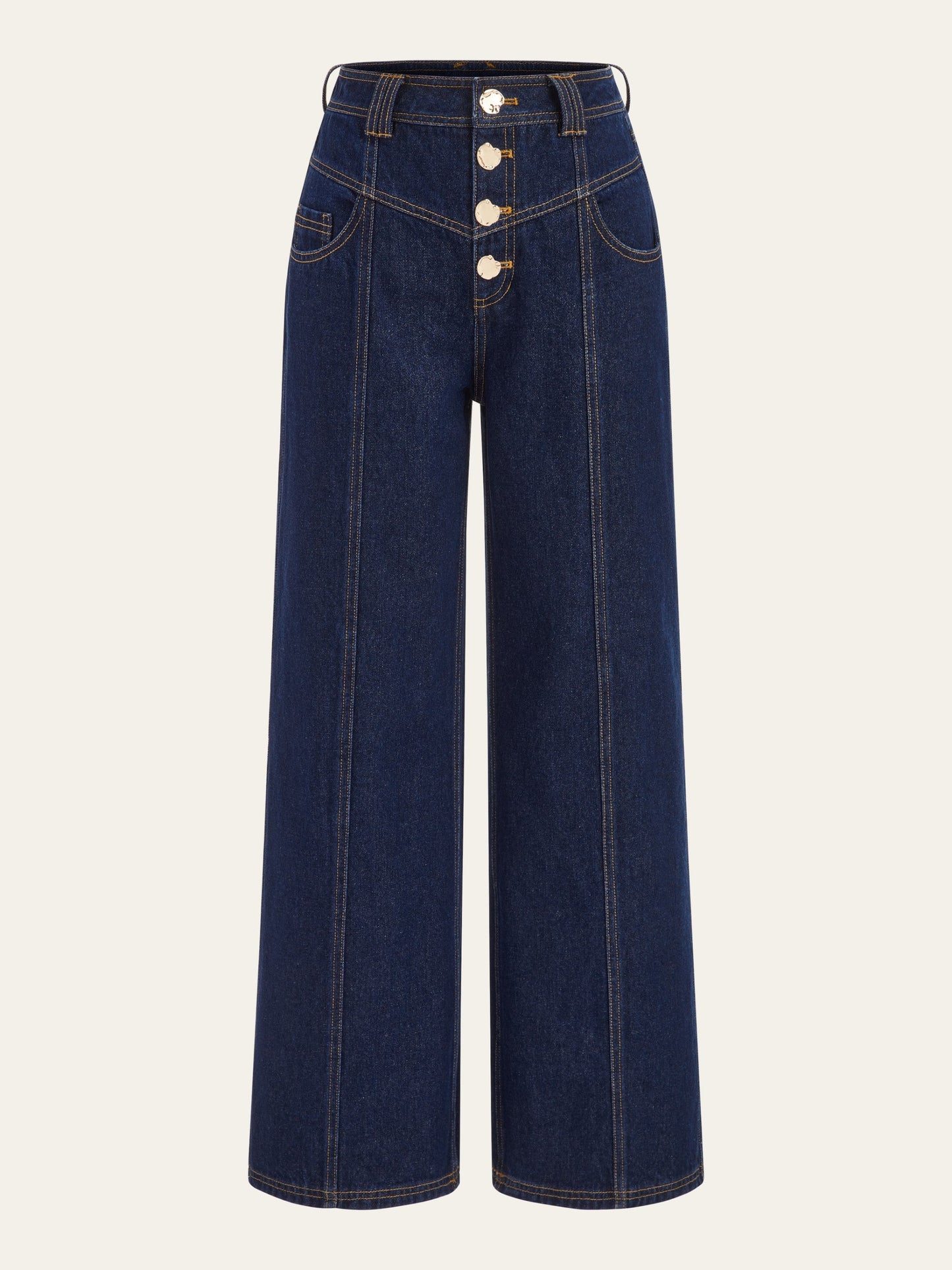 Mid-rise wide-leg jeans with a button fly