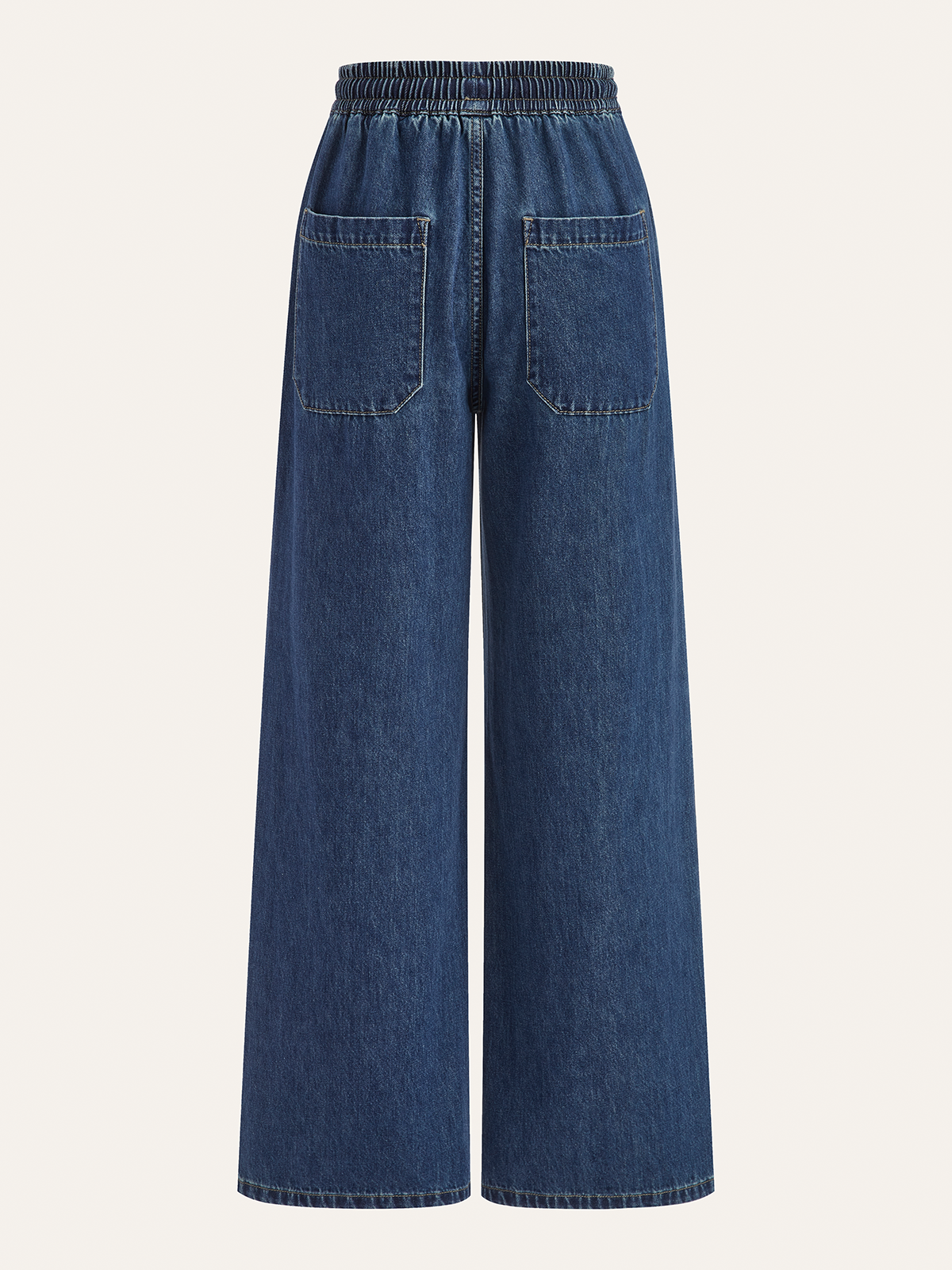Denim broek met trekkoord en wijde pijpen