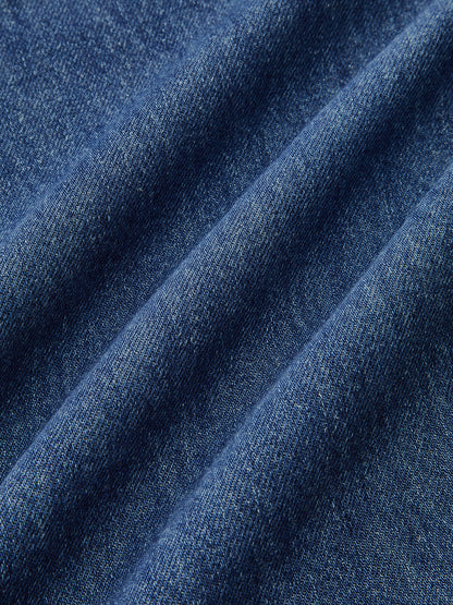 Denim broek met trekkoord en wijde pijpen