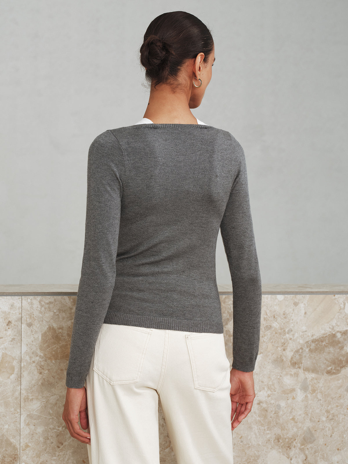 2-in-1 Stricktop aus Wollmischung mit Lagen-Optik und Cut-out