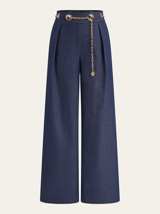 Weit geschnittene Jeanshose mit Kette