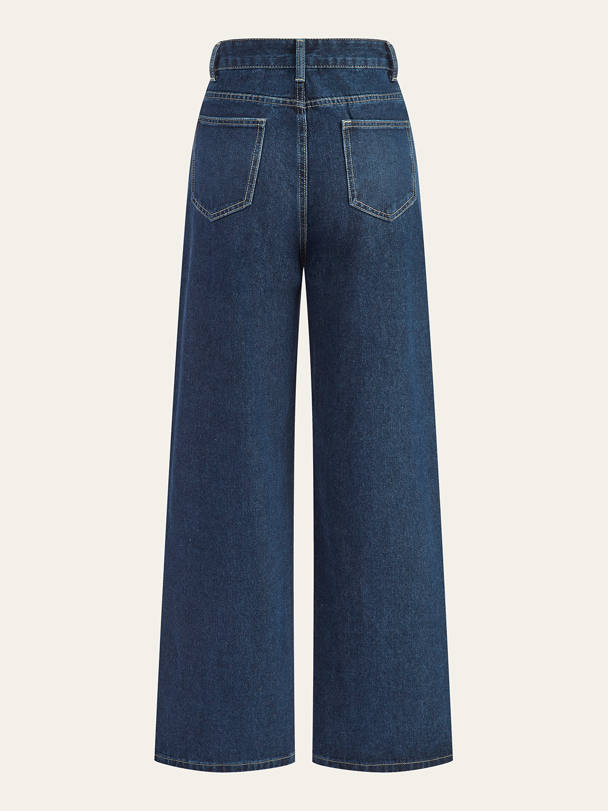 Mittelhohe Denimhose mit weitem Bein
