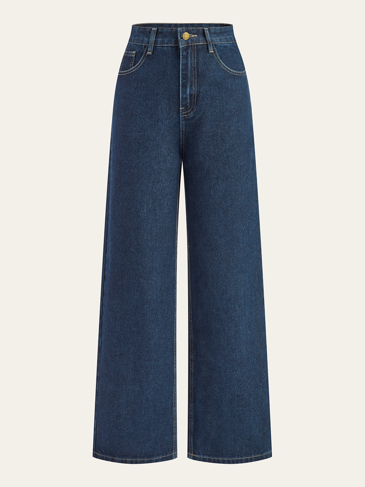 Mittelhohe Denimhose mit weitem Bein