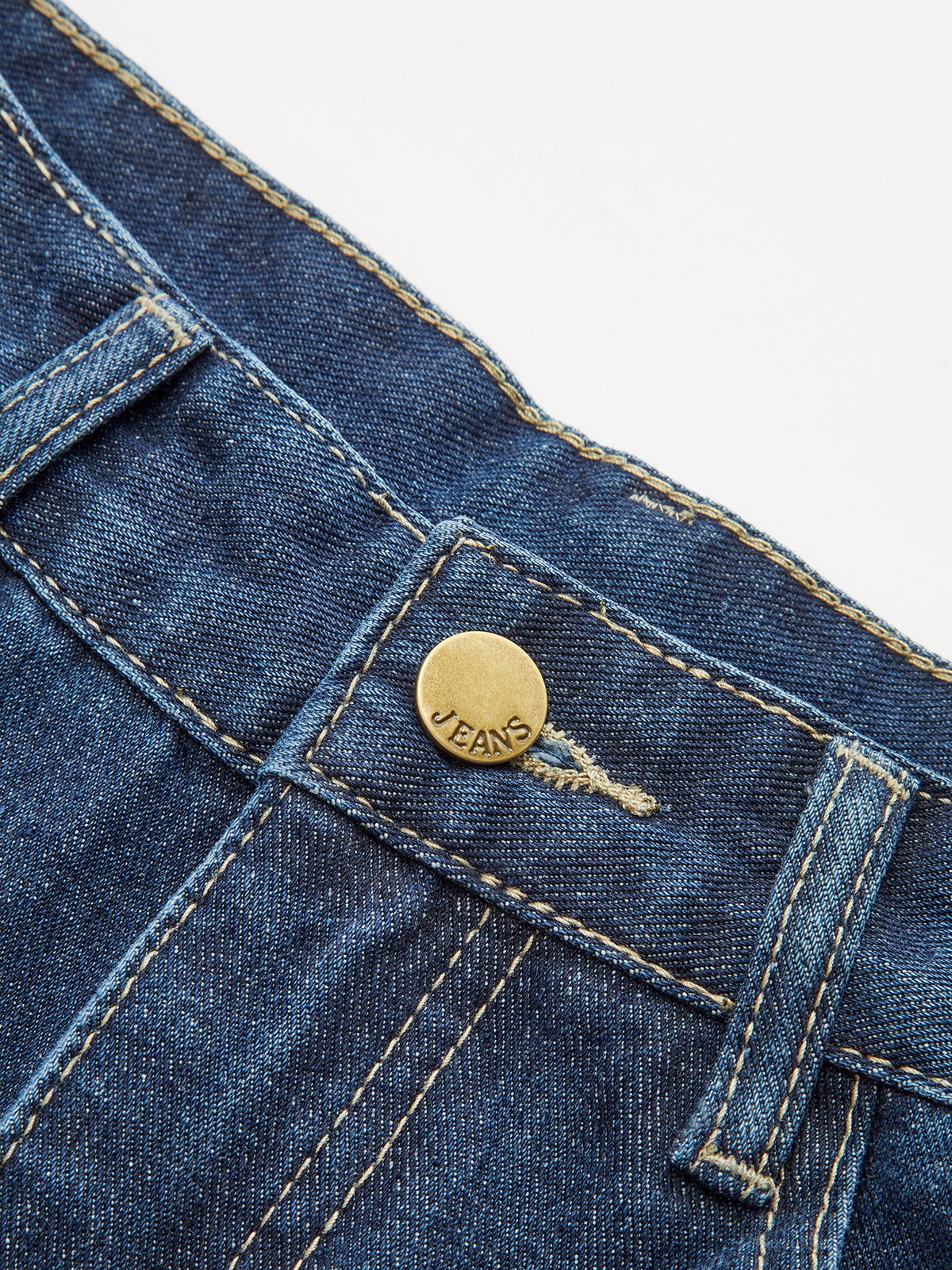 Mittelhohe Denimhose mit weitem Bein
