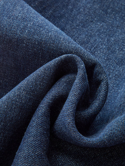 Mittelhohe Denimhose mit weitem Bein