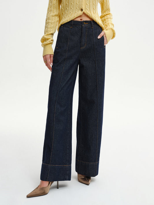 High-Waist Denim-Jeans mit weitem Bein