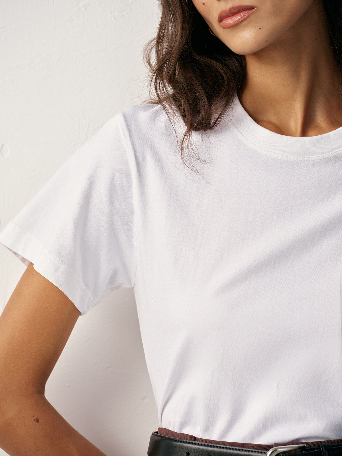 Waterafstotend katoenen T-shirt met ronde hals