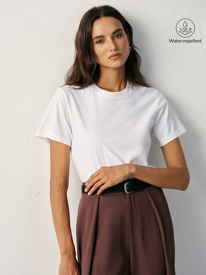 Waterafstotend katoenen T-shirt met ronde hals