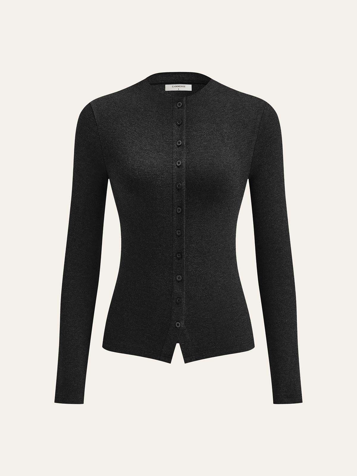 Longsleeve-T-shirt met opstaande kraag en knoopsluiting