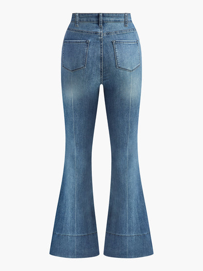Gewaschene Schlank geschnittene Draped-Denim-Hose