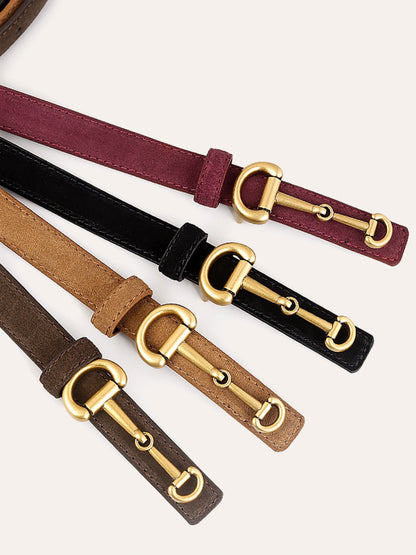 Smalle suède riem met Horsebit-gesp