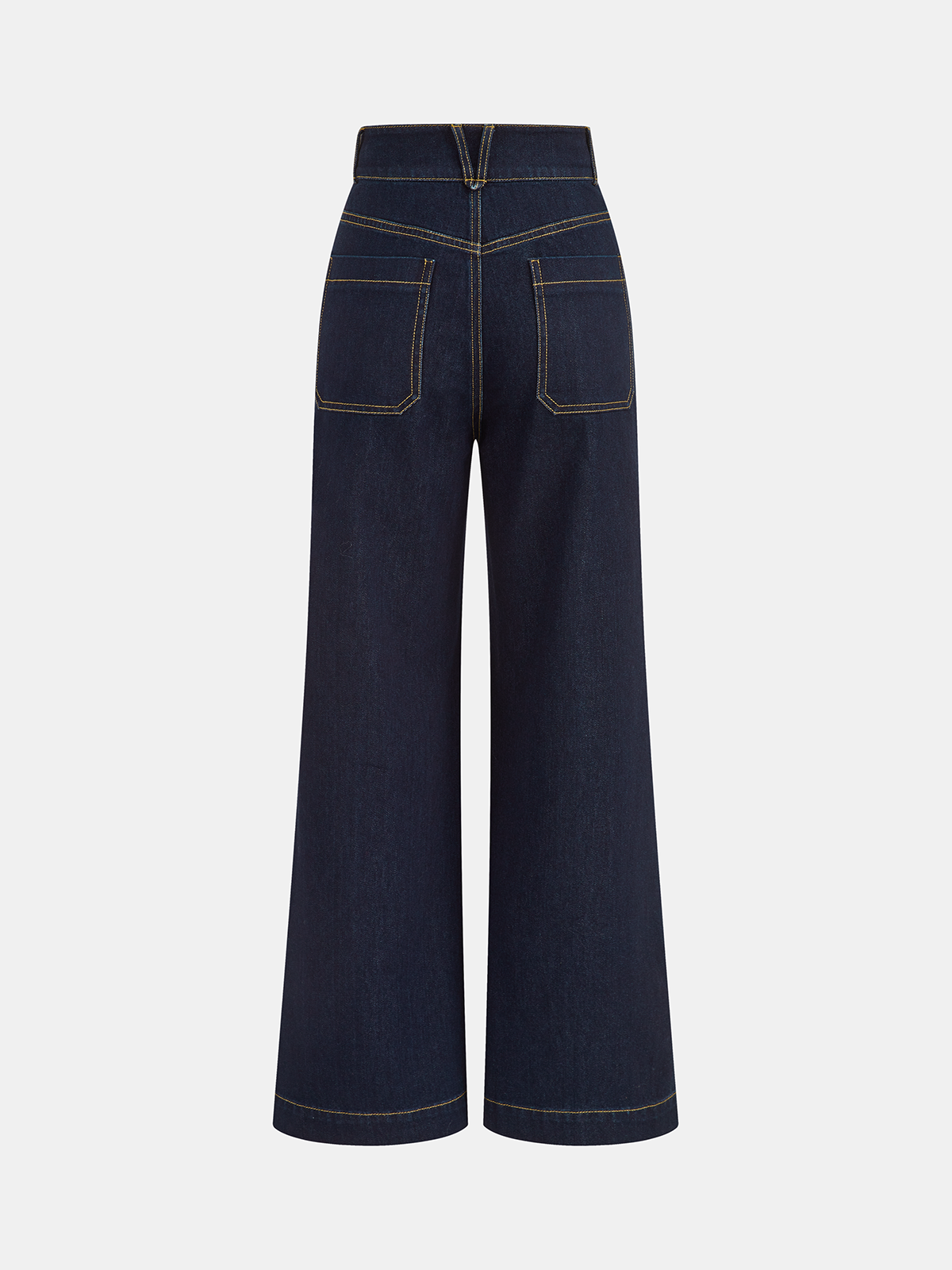 High-Waist Denimhose mit Doppelknopf und geradem Bein