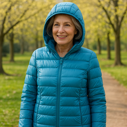 Metta Gewatteerde Mid Jas | Oceaanblauw