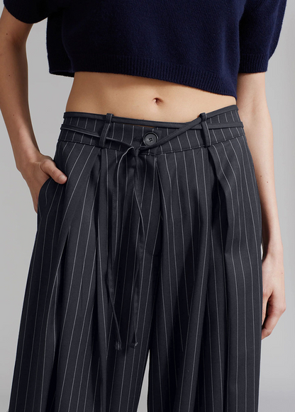 Roze gestreepte broek met wijde pijpen