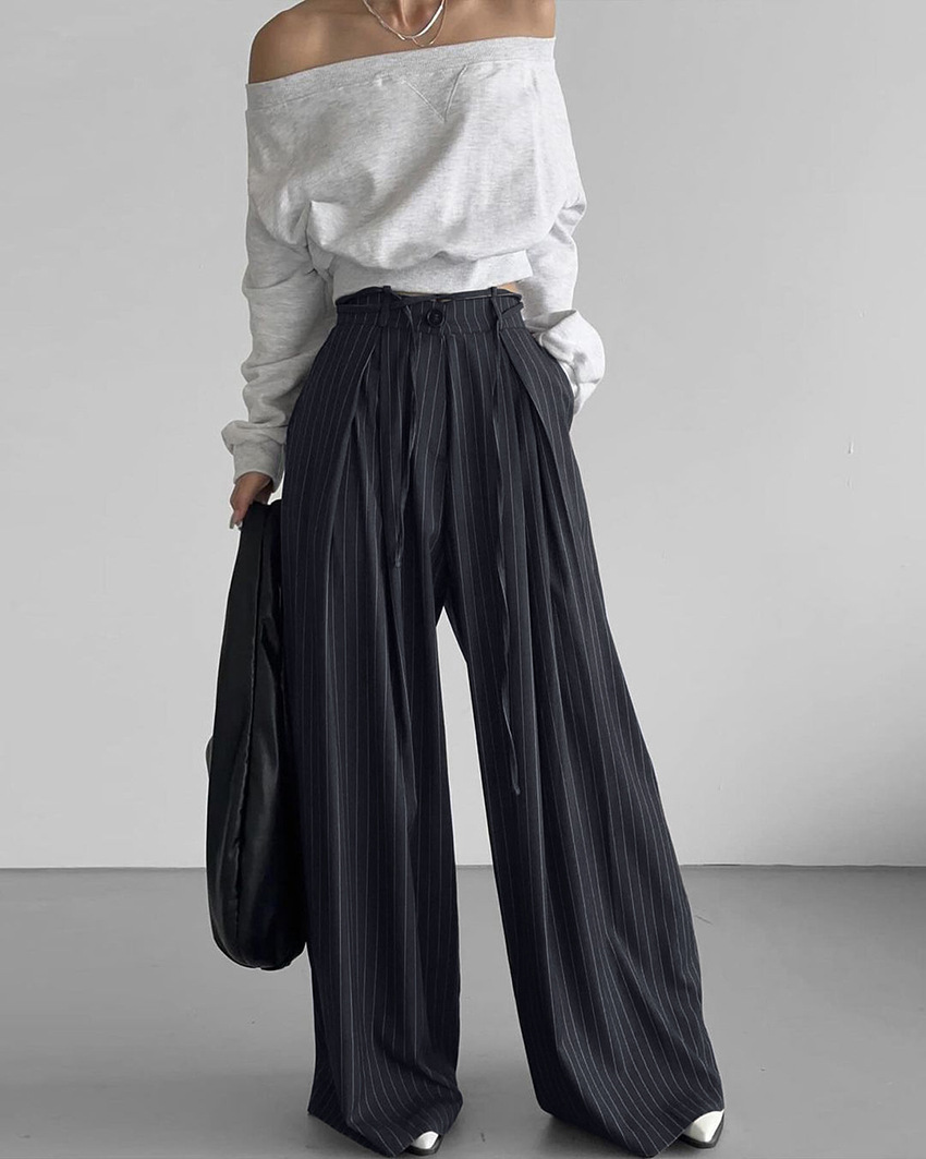Roze gestreepte broek met wijde pijpen