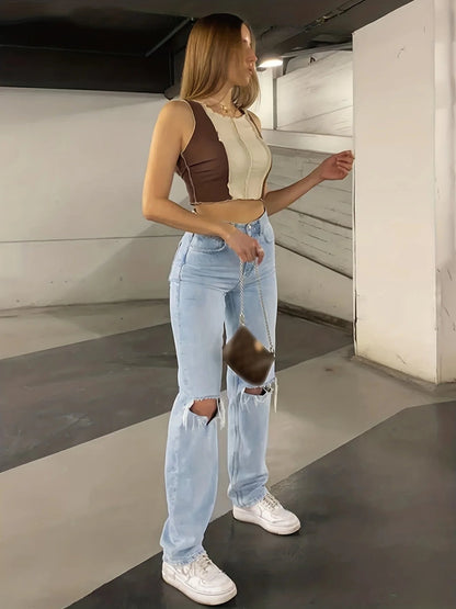 Rosea High-Waist Jeans mit Rissen