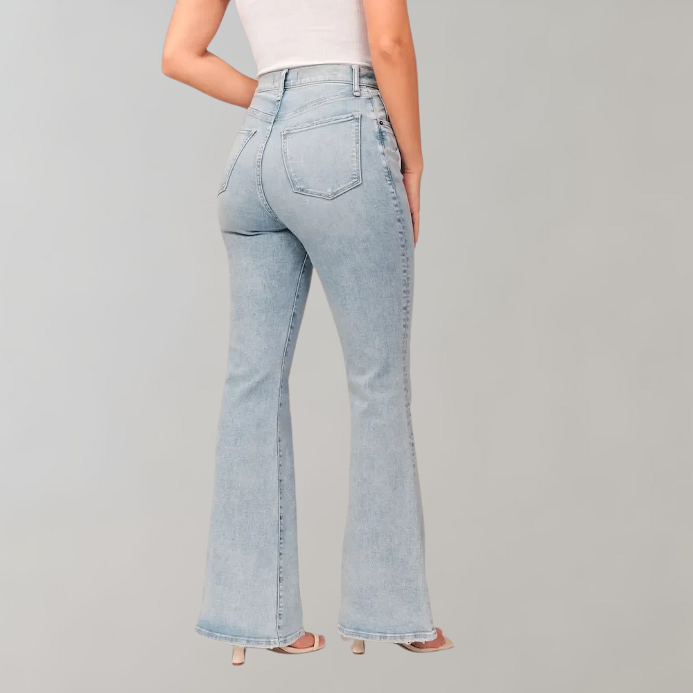 Sanne | Højtaljede Mørke Flare Jeans